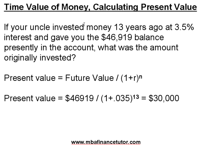 Time Value of Money, Calculating Present Value